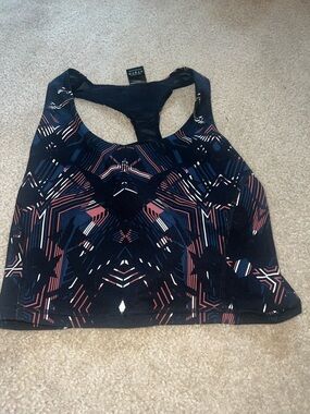 Women’s Racerback cropped tank  - Navy Multi